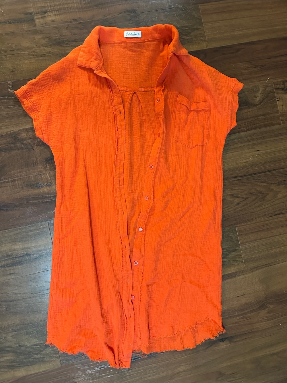 Beachy Button-Front Midi Dress in Orange